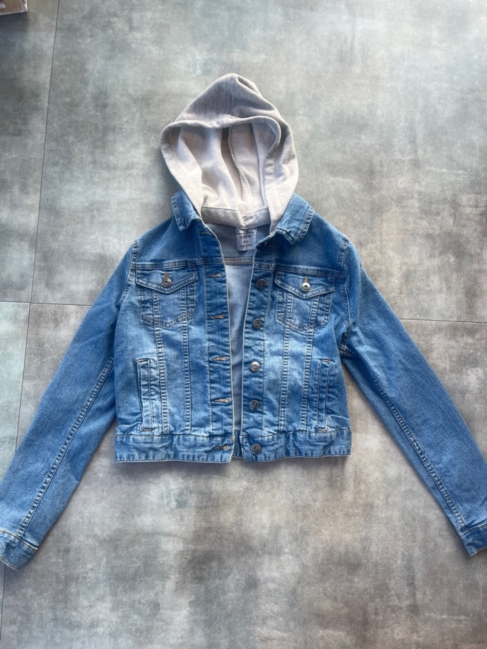 Love Tree Light Blue Denim Jacket with Gray Hooded Insert
